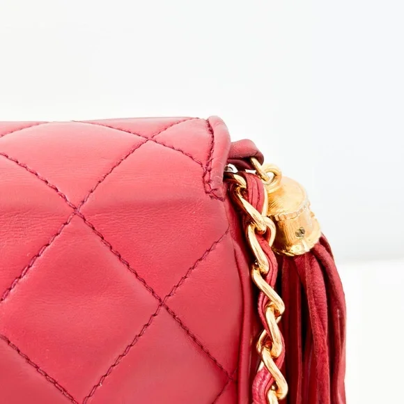 Vintage Chanel Burgundy Quilted Flap Tassel Bag - Picture 4 of 16